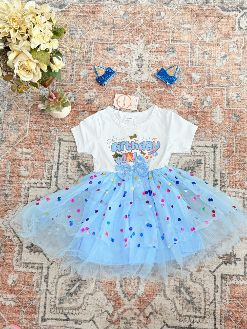 Birthday Girl Blue Tulle Dress Costume - Kids